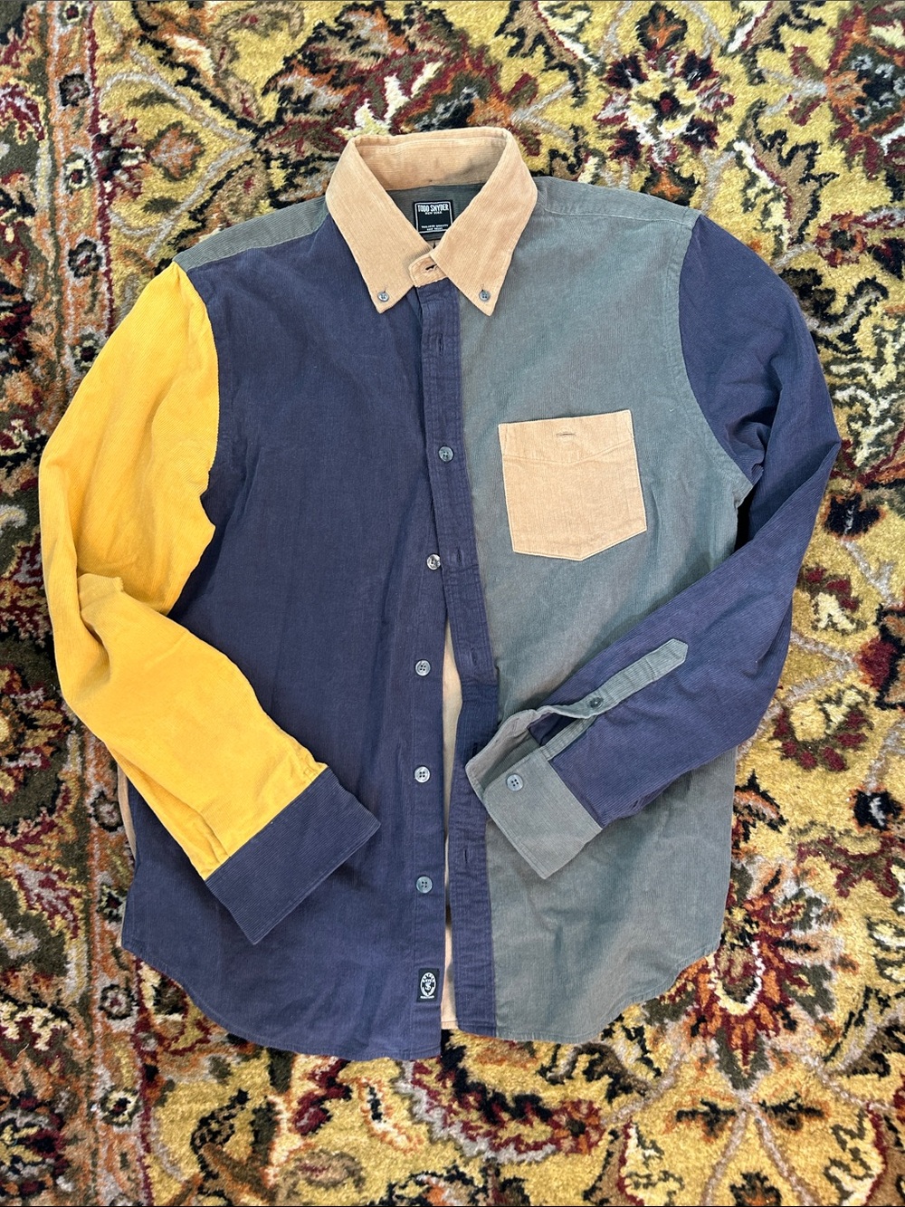 Colorblock Corduroy Button-Up Shirt Todd Snyder